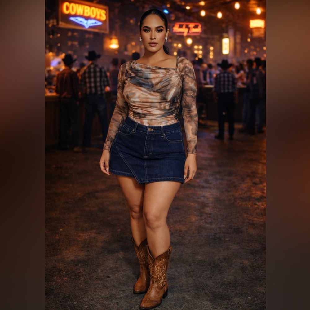 Windsor Dark Denim Jeans Skirt with built in shorts